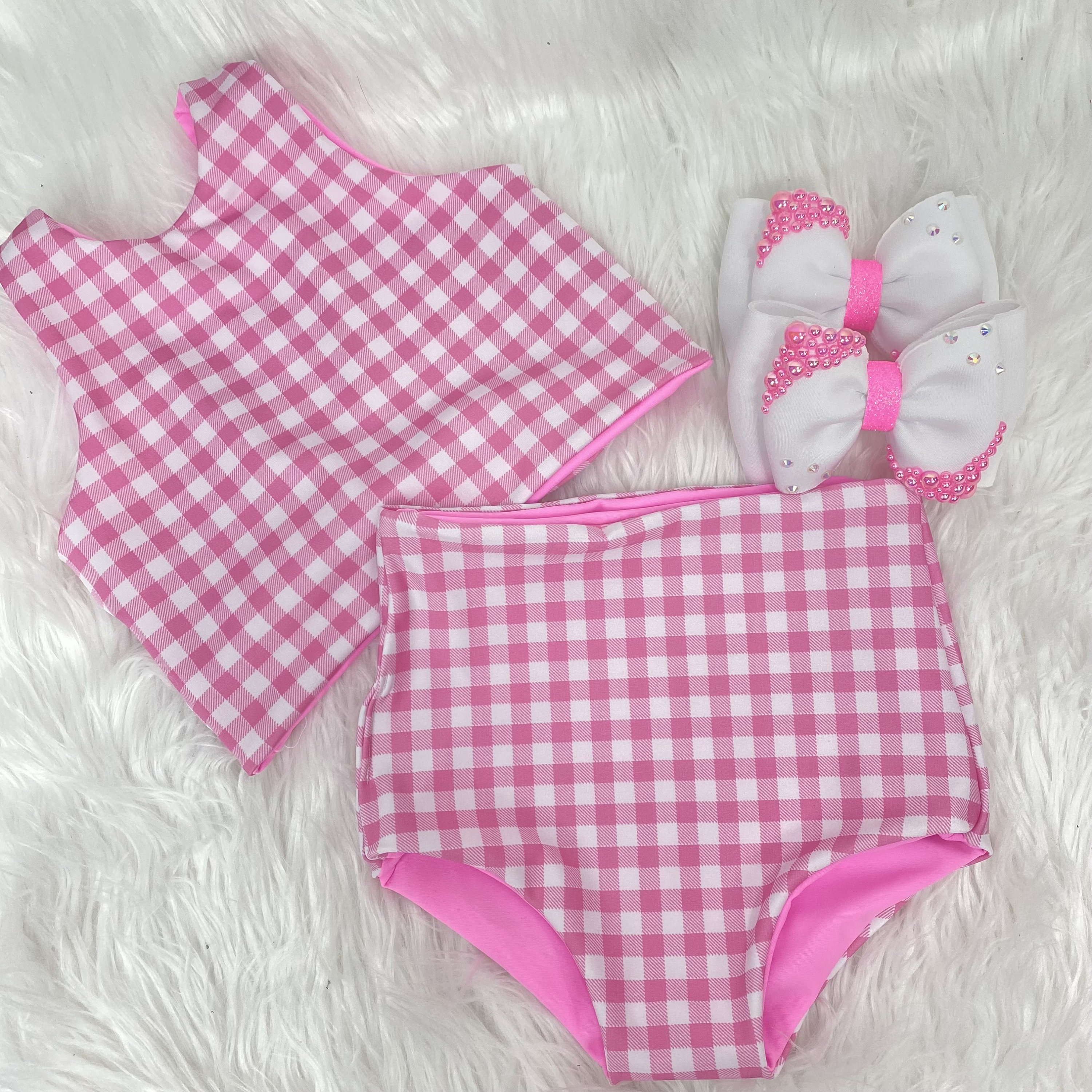 Pink plaid store bathing suit