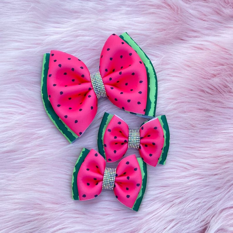 WaterMelon Theme Baby Girl Head/Hair Accessories, Watermelon Style, Seeds Print Baby Fashion Hair Puff Bows/ Pigtails/Piggies Bows