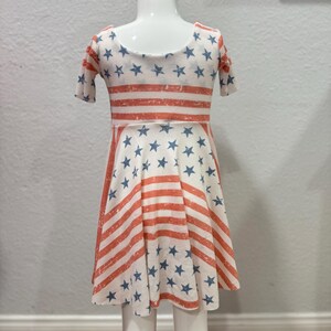 Patriotic Toddler Dress | Red White Blue Girls Outfit | 4th of July Dress | Stars and Stripes | Knee Length Birthday Pageant Photoshoot
