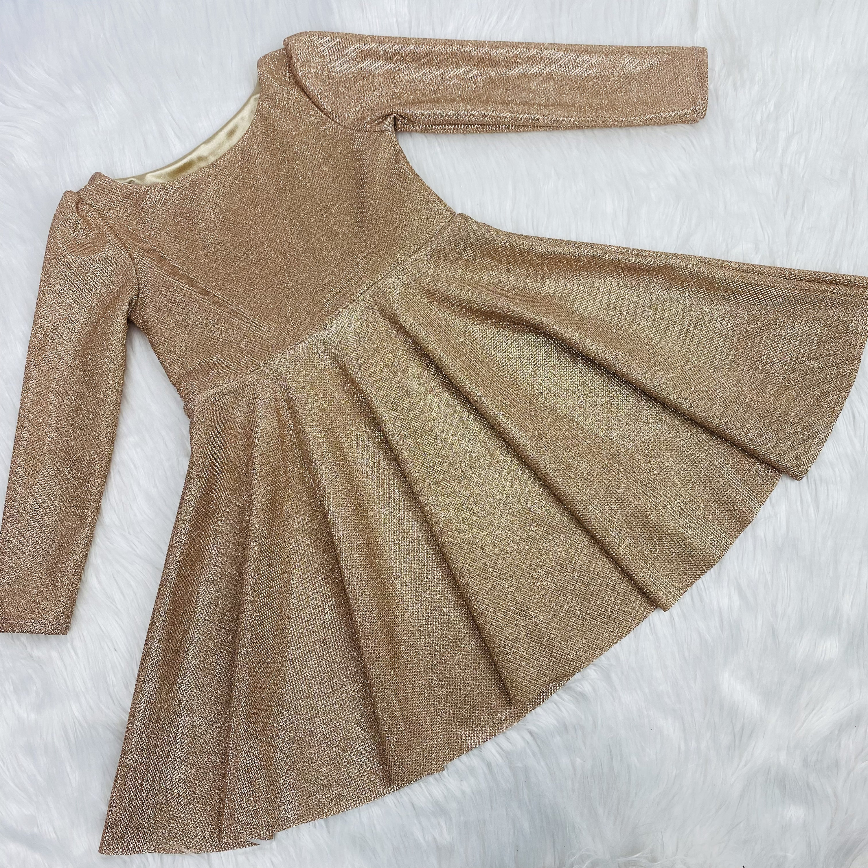 Long Sleeve Gold Sparkle Dress - Etsy