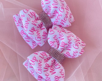 Breast cancer awareness month , Logo Print, Pigtails bows, Pigtails set, Baby girl pigtails bows, Pigtails hairbows, Fashion hairbows,