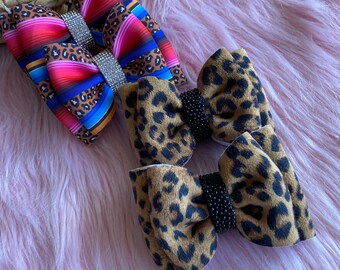 Lazos para coletas con estampado de sarape y guepardo, lazos para coletas con detalles de pedrería, conjunto de coletas elegantes, lazos para coletas de bebé niña, lazos para el cabello para coletas, lazos para el cabello de moda