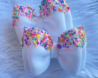 Lazos para el cabello con coletas de arcoíris con chispas, moños para coletas con doble lazo con temática de helado, juego de coletas elegantes, moños para coletas para niña, moños para el cabello con coletas, moños para el cabello