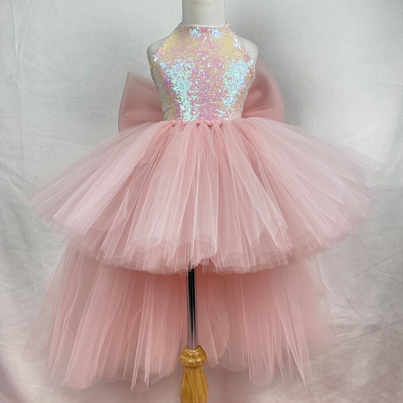 Sequin Pink Blush Chris Cross Halter Top/ Blush High Low Full Etsy