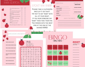 Lady bug Baby shower game bundle baby shower games / PDF download