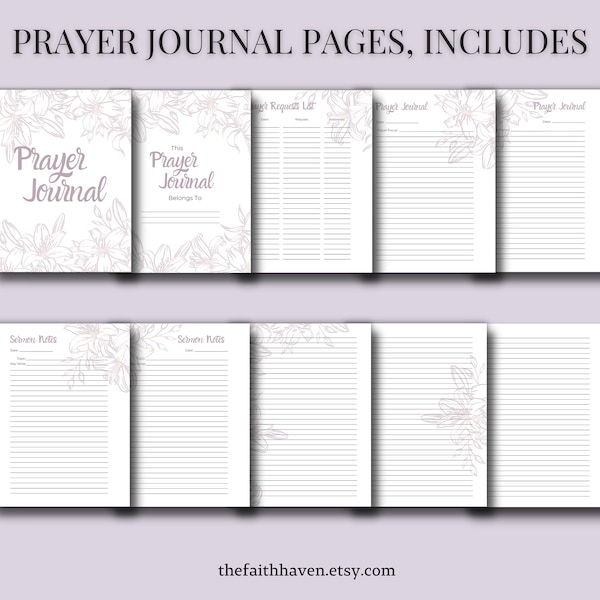 Prayer Journal, Prayer Requests, Answered Prayers, Bible Study, Daily Devotional, Christian Planner, Bible Planner Printable, Floral