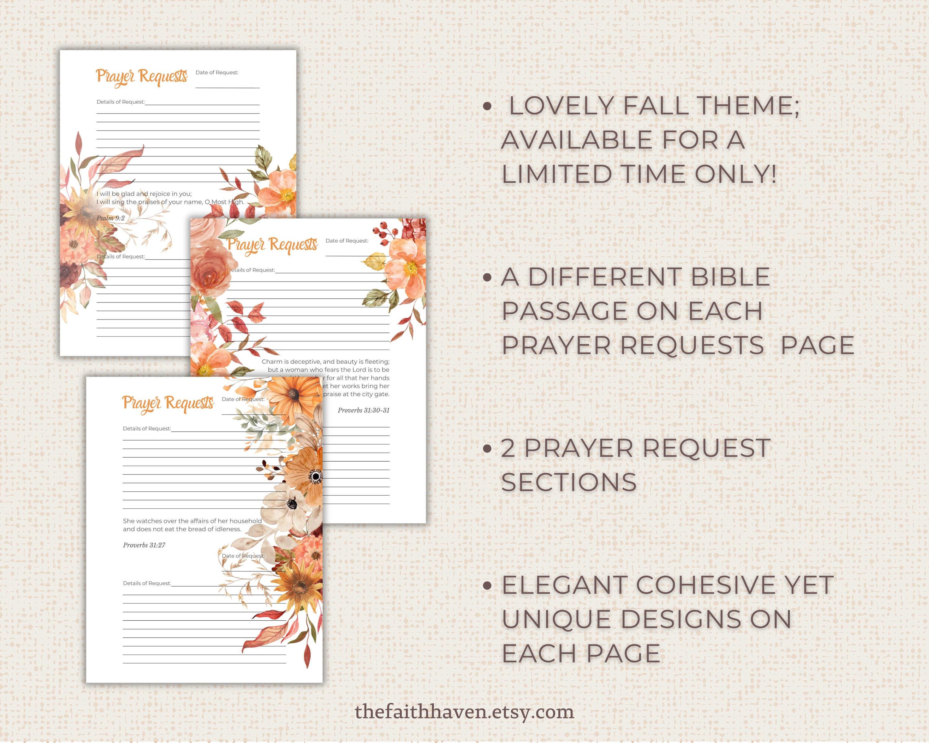 Prayer Journal Printable Bible Verse PDF Bible Study for Women | Fall ...