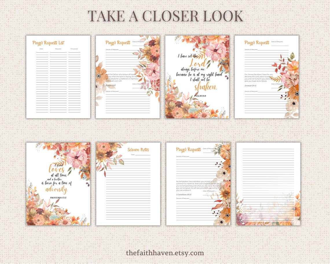Prayer Journal Printable Bible Verse PDF Bible Study for Women | Fall ...