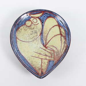 Marianne Starck Ceramic Rooster Platter: Danish Mid Century Modern Design
