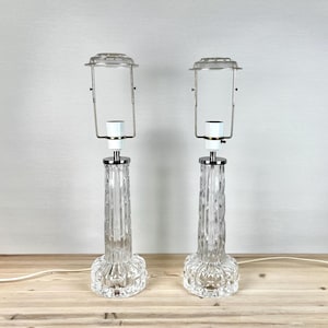 Carl Fagerlund Orrefors 2052 Pair of Table Lamps Swedish Design Glass works