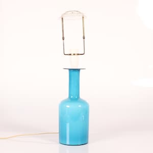 Kastrup // Holmegaard - Otto Brauer - Art Glass - Large Blue Table Lamp / Lamp Base in Glass - Danish Design Mid Century Modern