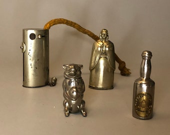 Coffre-fort à allumettes/gâche antique - Collection de 4 - Plaqué nickel