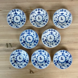 8 x Royal Copenhagen - Blue Fluted Plaine Hotel - Butter Pat Plate - 343 - Hand Painted