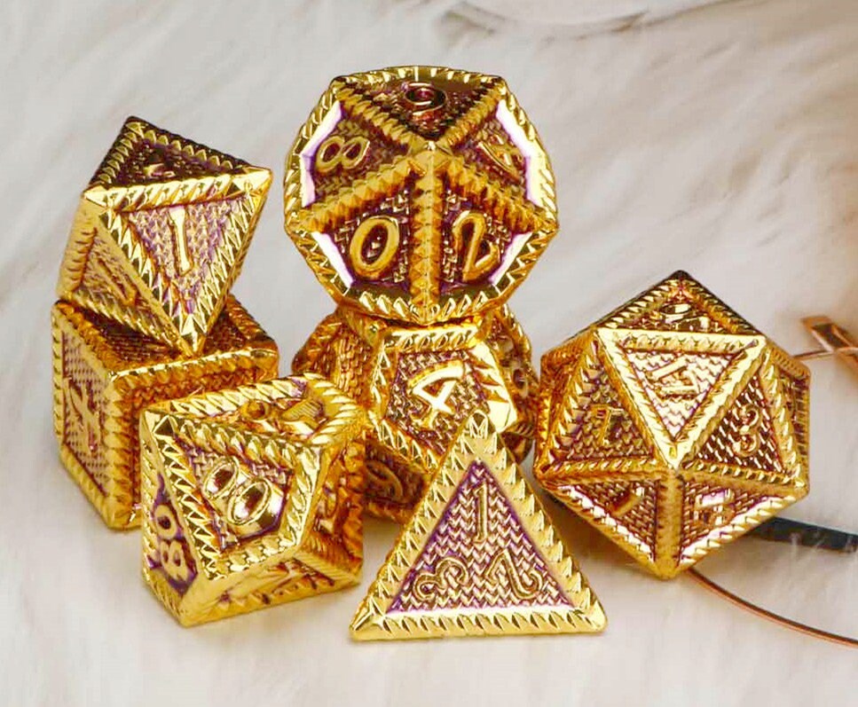 Gold Metal Dnd Dice Dungeons and Dragons Dice Dnd Dice Set Etsy