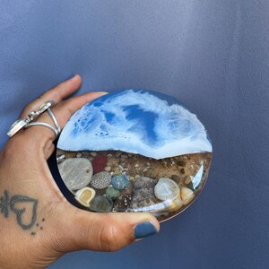 Lake Michigan Coaster Set | Petoskey Stone & Sand, Handmade image 2