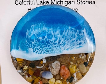 Lake Michigan Stone Magnet | Great Lakes Souvenir