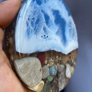 Lake Michigan Coaster Set | Petoskey Stone & Sand, Handmade image 3