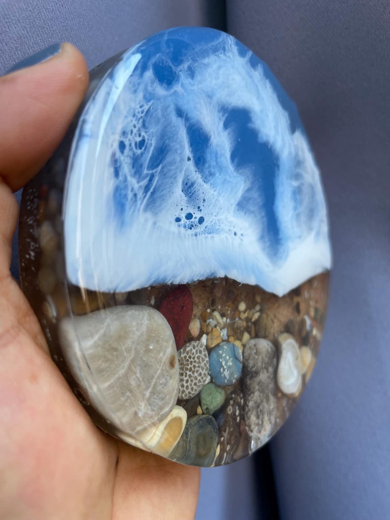 Lake Michigan Coaster Set | Petoskey Stone & Sand, Handmade image 3