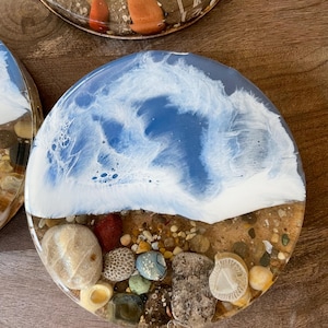 Lake Michigan Coaster Set | Petoskey Stone & Sand, Handmade image 6