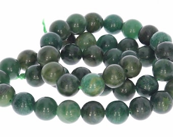 8S293 - Pierre précieuse minérale Prasem Emerald Quartz 8mm Ball Strand