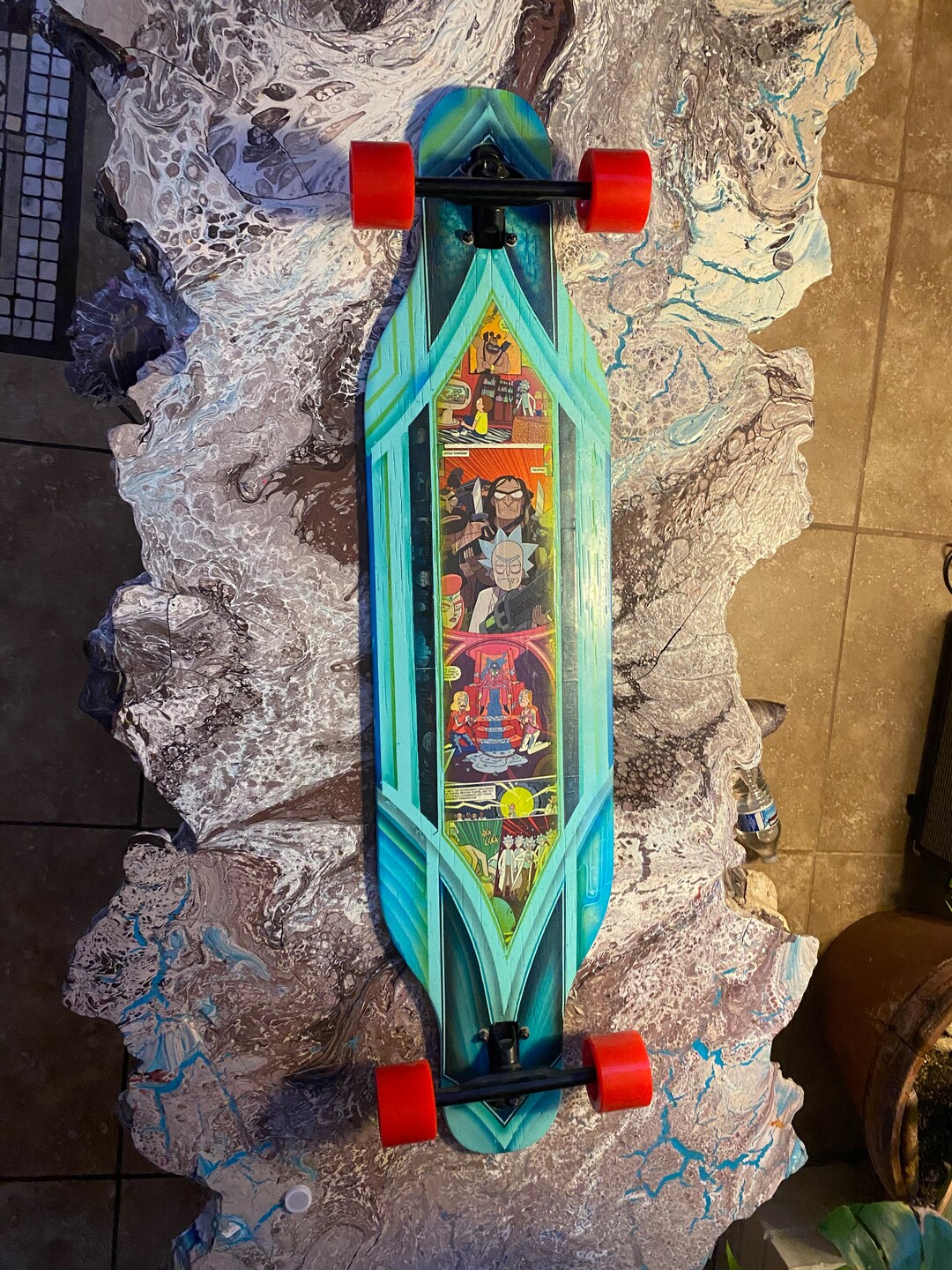 Rick and Morty Longboard Custom Airbrush and Automotive Clear Etsy