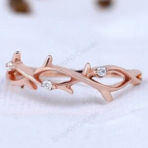Moissanite wedding band Curved wedding band Rose gold wedding band Dainty stacking matching band Bridal Promise band Delicate ring