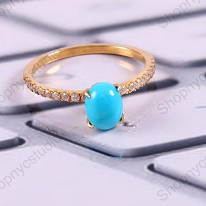Natural Arizona Sleeping Beauty Turquoise 14K Yellow Gold Vermeil Ring, Gift For Her, Anniversary Gift, Turquoise Ring, December Birthstone