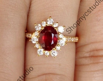 Rubin Ring, Rubin Sterling Silber Ring, Ehering, Verlobungsring, Roter Edelstein Ring, Jubiläumsring