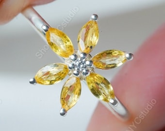 Yellow Sapphire Ring, Sapphire Engagement Ring, Sapphire gold Ring, September Birthstone, Yellow Gemstone Ring