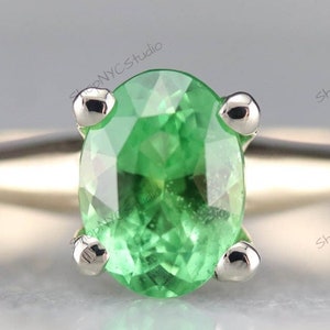 Natural Tsavorite Garnet 14K Solid Yellow Gold Ring, Tsavorite Garnet Solitaire Ring, Promise Ring, January Birthstone, Gift For Her,
