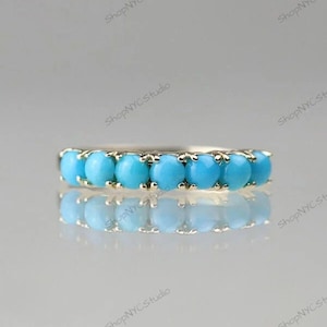 Turquoise Ring / Sleeping Beauty Turquoise / Turquoise Gold Ring / Half Eternity Ring / Turquoise Half Band Ring / Turquoise Ring for Women