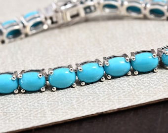 Bracelet en argent turquoise de la Belle au bois dormant de l'Arizona, bracelet tennis, bracelet tennis turquoise, bracelet pour femme, bracelet turquoise