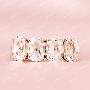 Natural Morganite Rose Gold Ring / Morganite Ring / Band Ring / Engagement Ring / Bridal Ring / Promise Ring / Morganite Ring / Women Ring