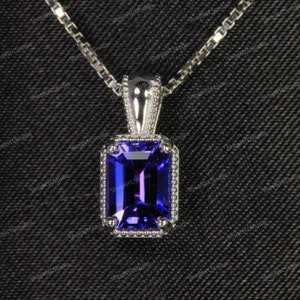 Natural AA Tanzanite Sterling Silver Pendant, Wedding Gift, Tanzanite Necklace, Tanzanite Pendant