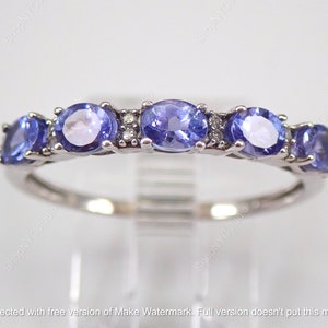 Natural Tanzanite Ring | 925S Sterling Silver Ring | Gemstone Ring | Tanzanite Jewelry | Half Eternity Ring | Band Rings | Christmas Gift