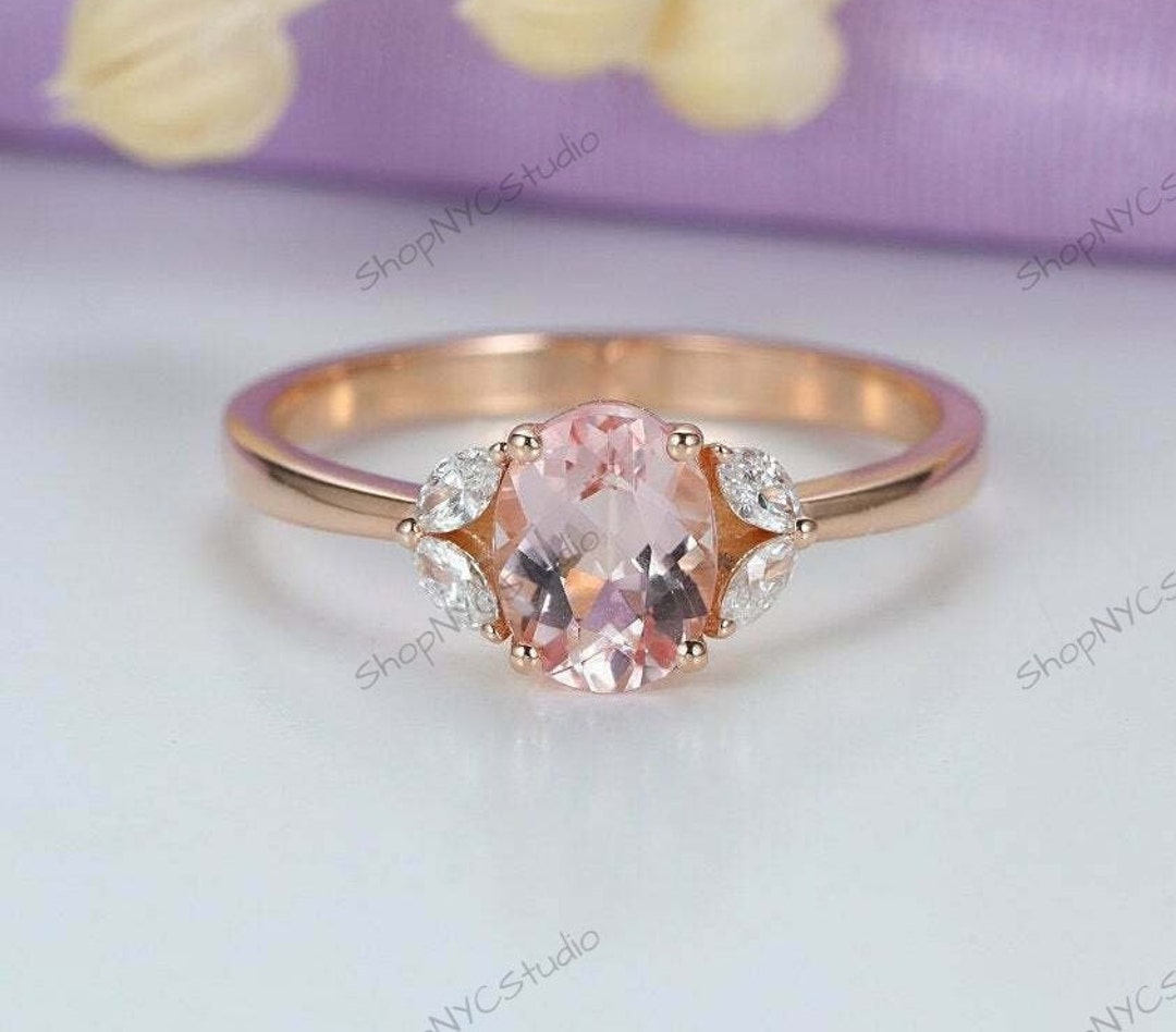 Morganite Ring, Morganite Rose Gold Ring, Oval Morganite Ring ...