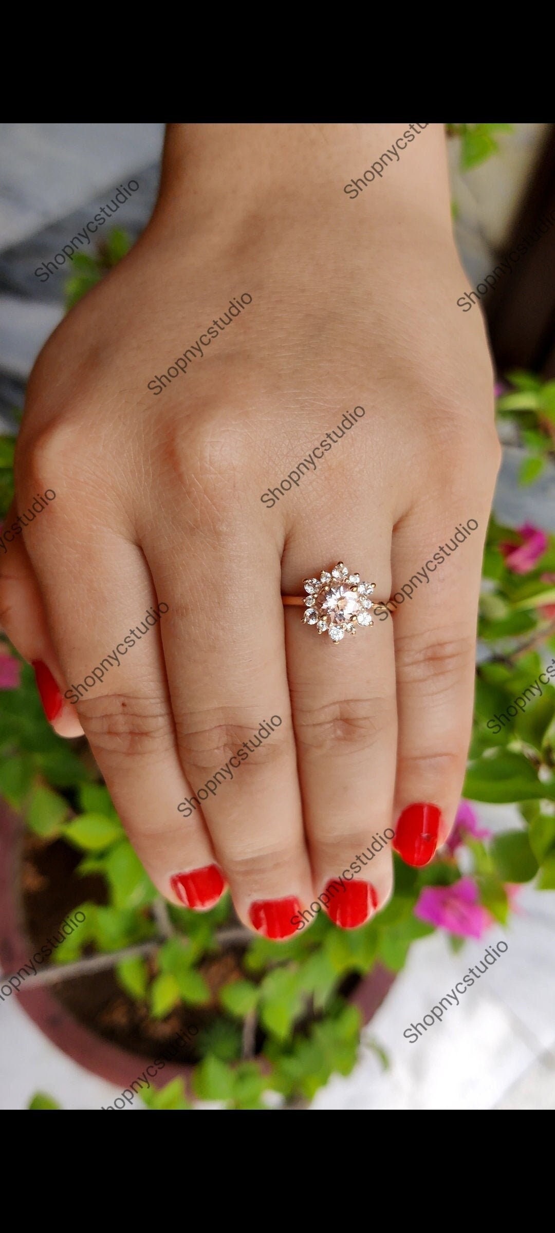 Morganite Ring / Natural Morganite Rose Gold Ring / Morganite Floral Ring / Gift for her / Engagement Ring / Morganite Ring for Women