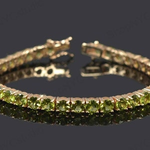 Natural Peridot Bracelet , 14K Gold Vermeil , 925S Bracelet , Tennis Bracelet , Peridot Bracelet, Gift for Her, Bracelet for Women