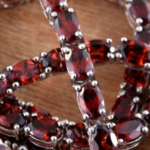 Red Garnet Sterling Silver Necklace, Garnet Necklace, Women Necklace, Silver Necklace, Tennis Necklace, Gilt for her