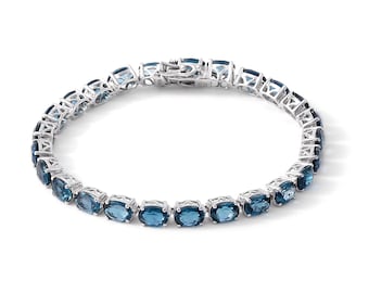 London Blue Topaz Silver Bracelet, Topaz Tennis bracelet, Topaz Women Bracelet, London Blue Topaz Bracelet, Silver bracelet