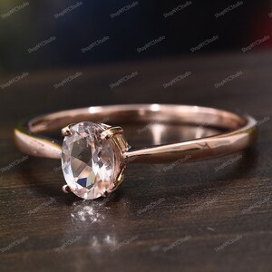 Morganite Ring, Gold Engagement Ring, Rose Gold Ring, Solitaire Ring, Oval Cut, Morganite gold Ring, Morganite Women Ring, Morganite