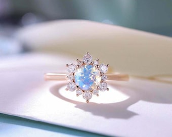 Rainbow Moonstone Ring, Moonstone Engagement Ring, Bridal Ring, Anniversary Ring, Moonstone Anniversary Ring, Moon Ring