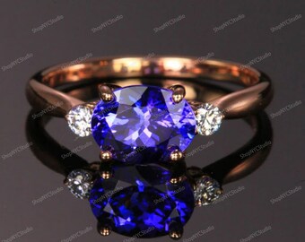 Tanzanite Engagement Ring, Tanzanite Sterling Silver Ring, Wedding ring, Blue Stone Ring, Anniversary Ring, December Birthstone