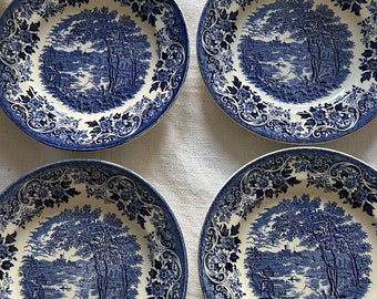 Vintage Blue and White Teaplates x4  Churchill