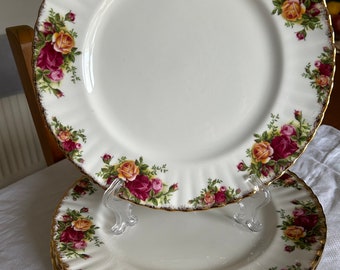 Pair of Royal Albert Old Country Roses Dinner Plates 10 inches 1st quality