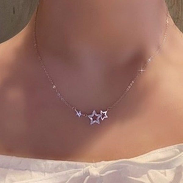 Star necklace for women sweet and cute pendant choker,  greeting card personalised. Gift for her. Ready to be gifted. ;)