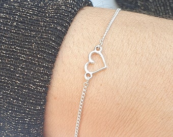 Sterling Silver Heart Bracelet: Friendship Gift with Greeting Card
