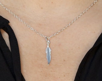 Feather pendant necklace crafted sterling silver Personalized message card, elegant box and bow. Ready to be gifted. ;)