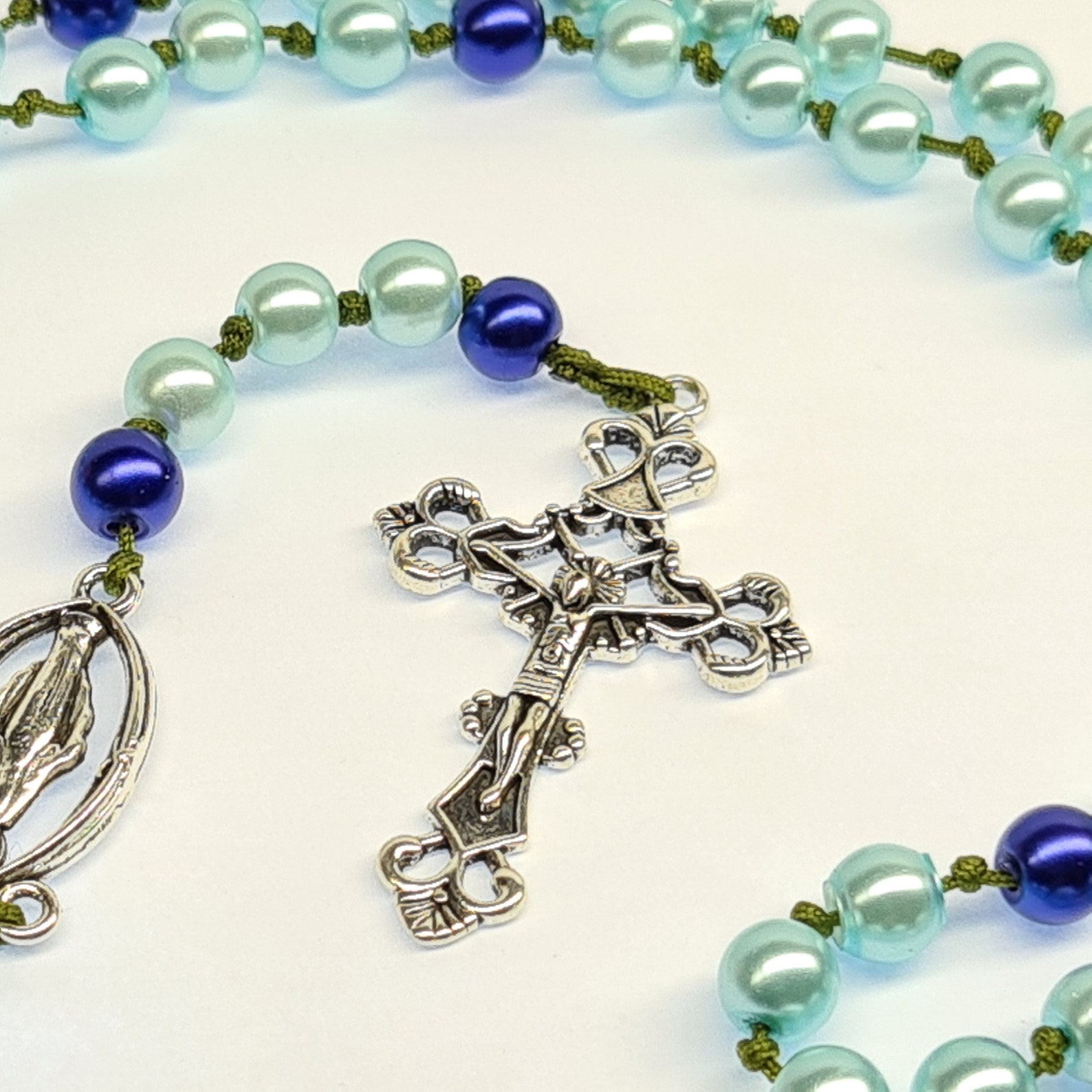 Beautiful Handmade Blue Rosary Beads. High Quality Glass | Etsy