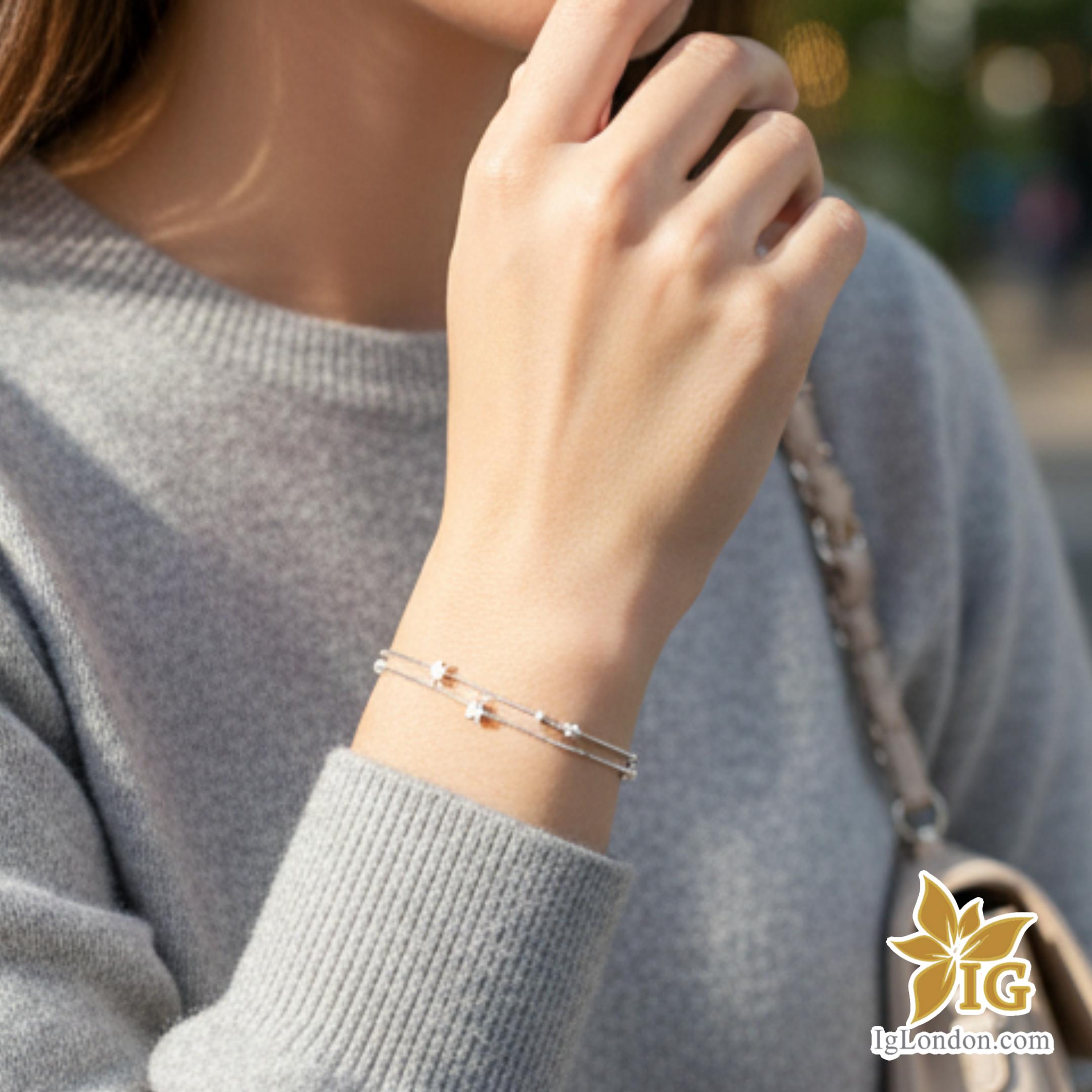 Sterling Silver Double Layer Star Bracelet, Celestial Box Chain